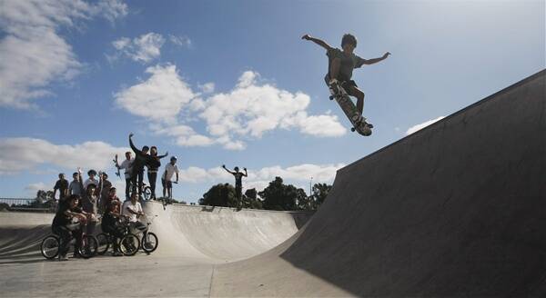LEFT: Skateboarder Bradley Saunders, 7, shows his skill at Ballarat skate park. Picture: Daniel Hartley-Allen