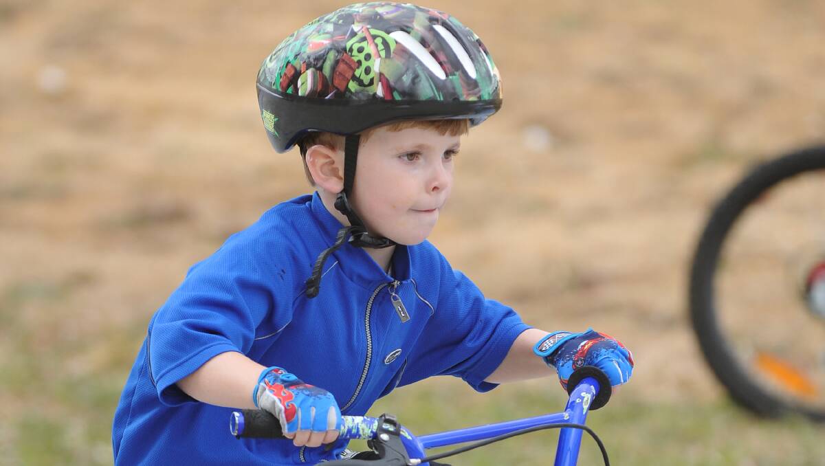 Track Tackers cycling. 4 year old Ryley Taylor. Pic Lachlan Bence