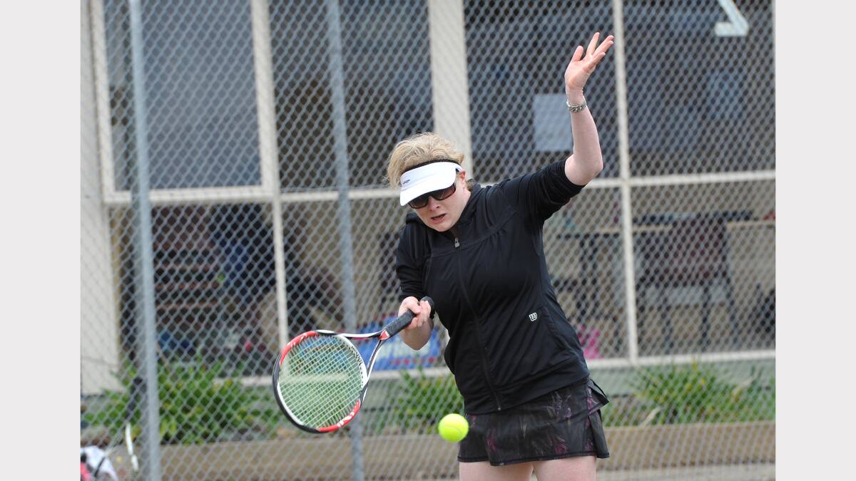 Buninyong and District Tennis Association A1.  Ross Creek v Warrenheip Lawn.  Ross Creek Kristy Andrew. Pic Lachlan Bence.  