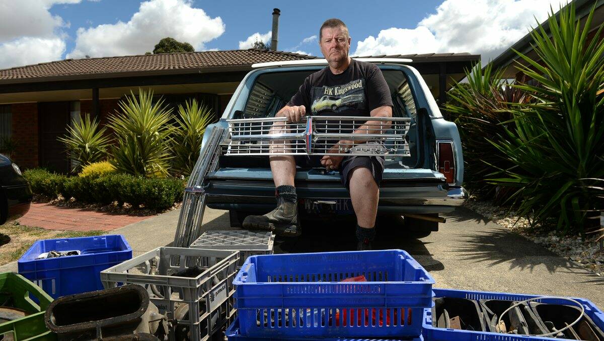 Collector: Steve Booker is ready to load up and head off to the Ballarat Swap Meet. PICTURE: ADAM TRAFFORD