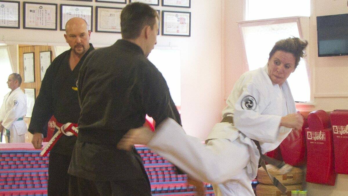 AWARD: Bernadette Luka in action during her Ballarat Karate Club black belt examination.
