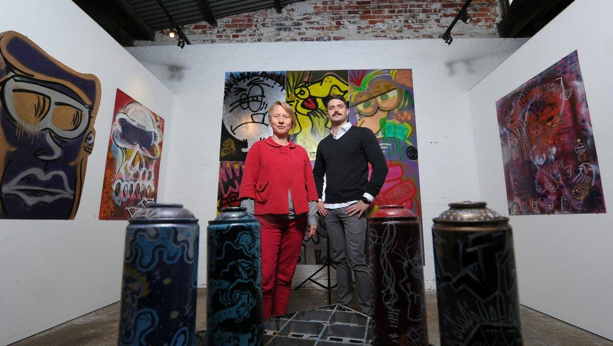 Street: Linda Franklin and Warrick Remilton beside the artwork, which was developed using the creative talents of teenagers. PICTURE: JUSTIN WHITELOCK