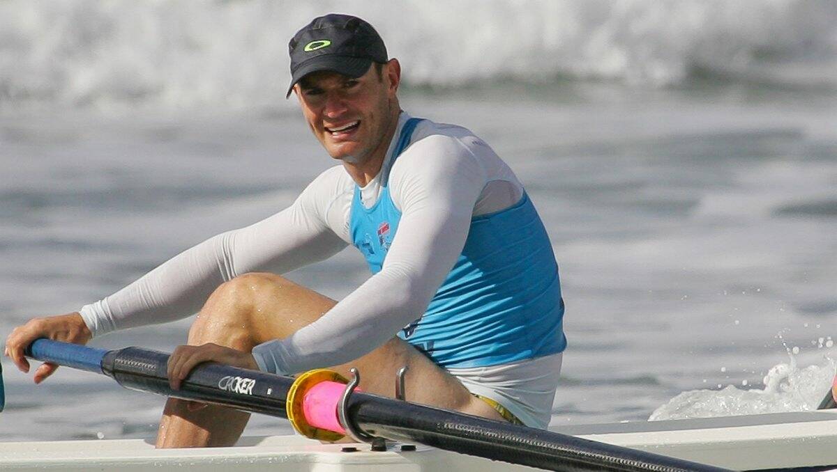 On the water: Olympic silver medallist James Marburg has now taken up surfboat rowing.