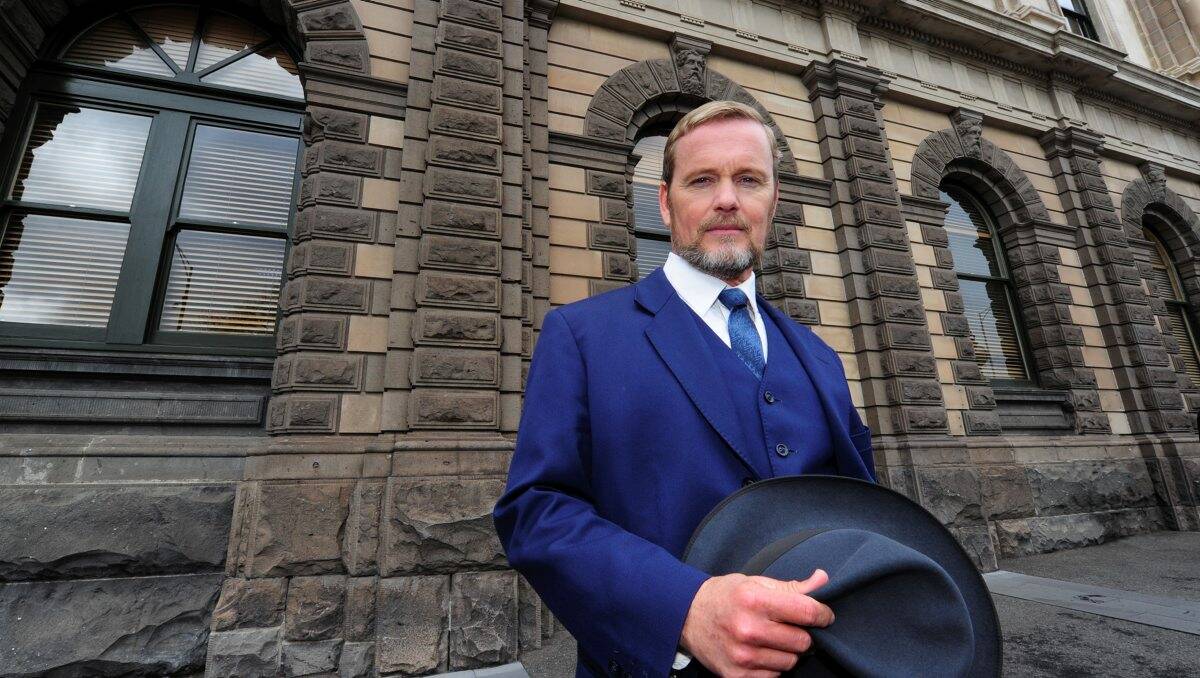Mystery man: Craig McLachlan, as the hero Dr Blake, outside the Town Hall yesterday. PICTURE: JEREMY BANNISTER