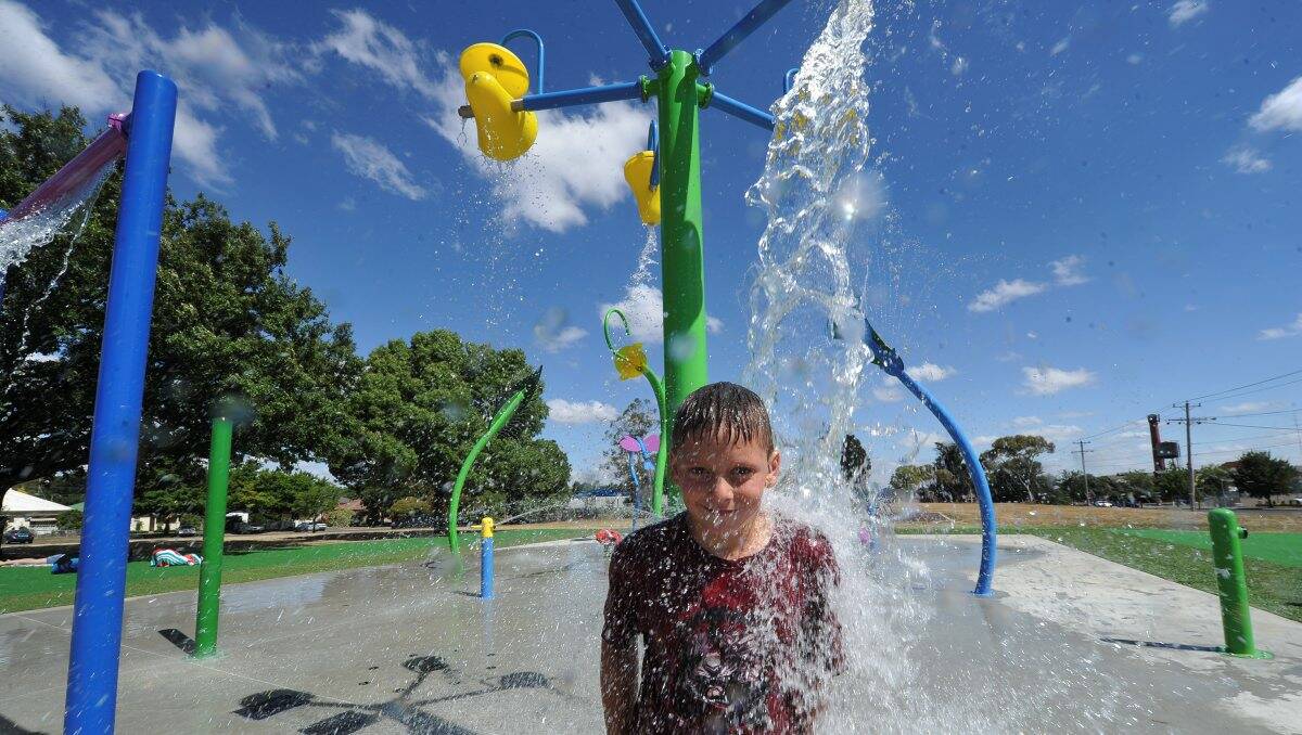 Kody Emmerson, 8, cools down during Ballarat's last heatwave.