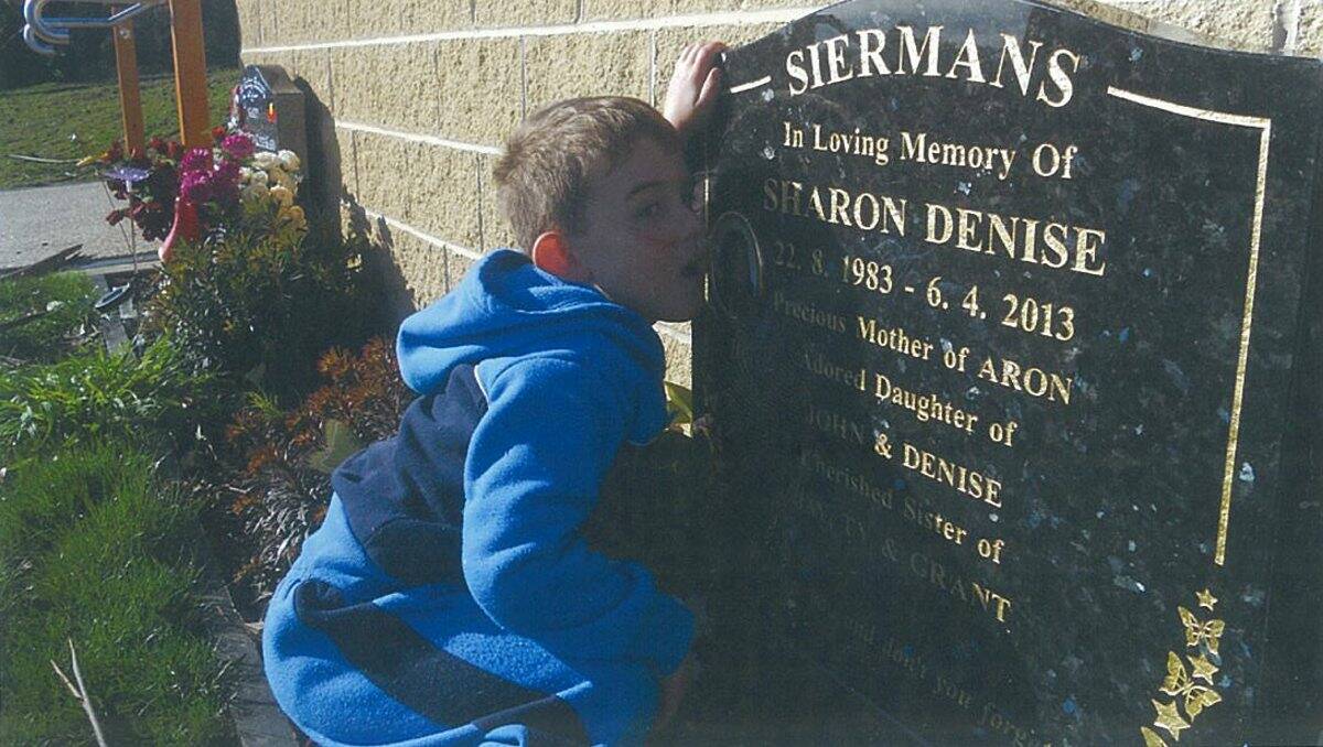 Aron Siermans, 5, visits and kisses his mother Sharon's grave once a week. PICTURE: SUPPLIED