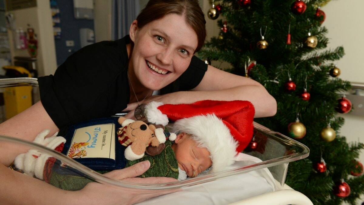 Special time: Jenna Martin with her baby boy, Jimmy, who was born prematurely and will be spending Christmas Day in hospital. PICTURE: KATE HEALY