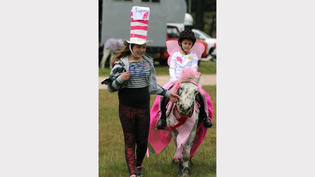 Smythesdale and District Pony Club Fun Day. Paige Pigdon 11, Regan Bennet 6 on Freckles (Fancy dress) Picture: Justin Whitelock 