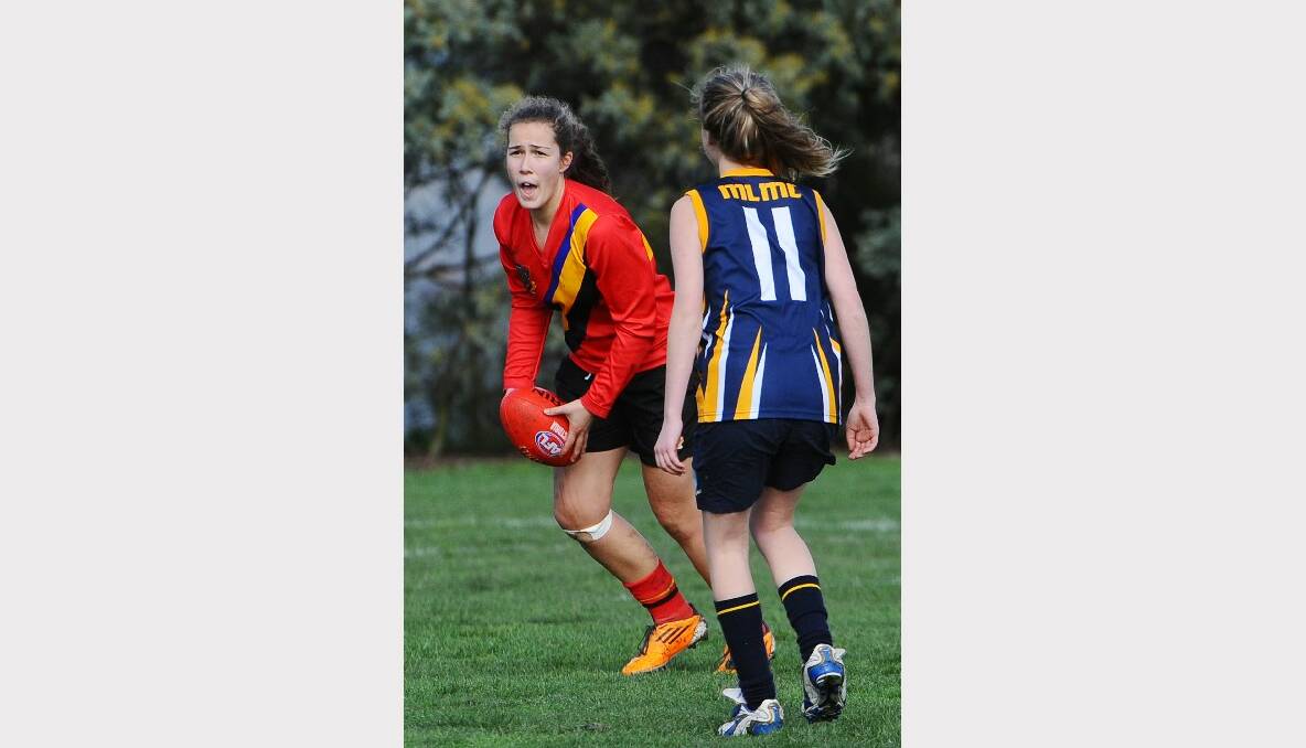 Girls Herald Sun Shield semi-final Ballarat Clarendon College  v Mt Lilydale Mercy College. Clarendon- Lucy Joyce and Lilydale- Madison Woodcock. PHOTO: KATE HEALY.