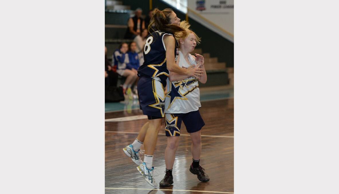 Junior Basketball Tournament. Under 16A girls - Ballarat Blue v Ballarat Gold. Taylor Wynne (Blue) and Tayla Nulty (Gold). PICTURES: KATE HEALY