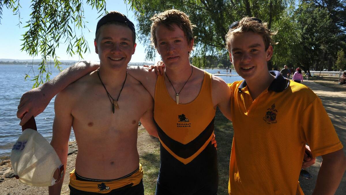 St Patrick's College Regatta. Ballarat Gramma, 15 year old Jack Armstrong, 15 year old Rob Casanova, 15 year old Will Tol . PIC: LACHLAN BENCE