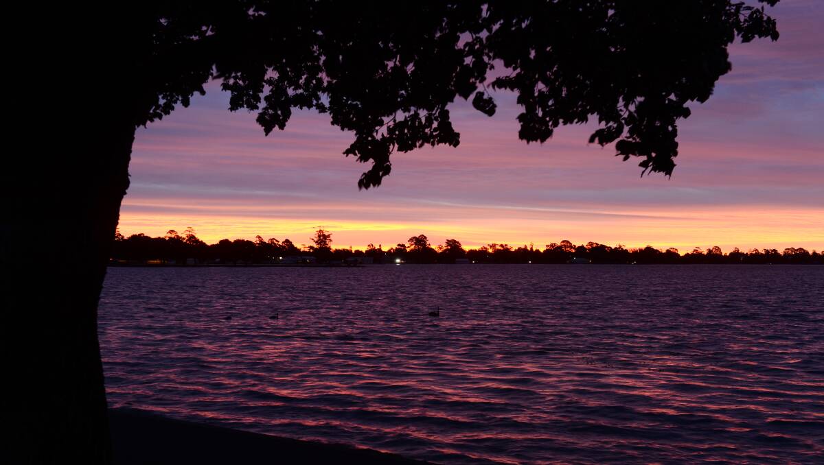 The sun setting over Lake Wendouree on Sunday night. PIC: KATE HEALY