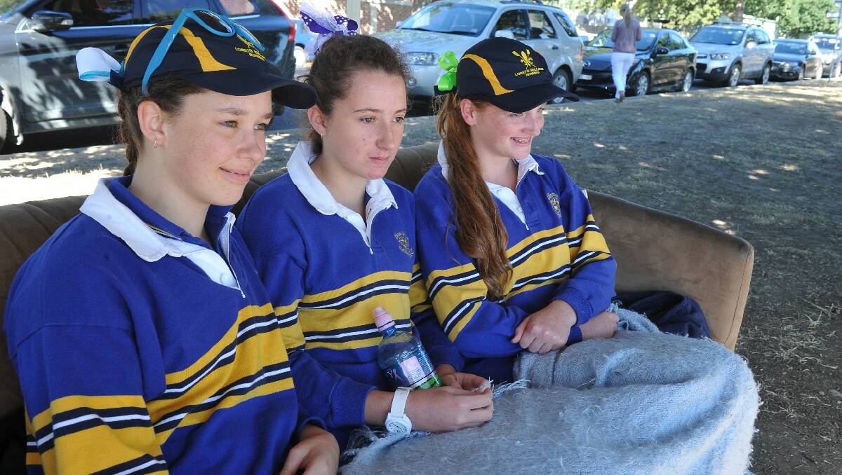 St Patrick's College Regatta. Loretto Students. 14 year old Bianca Laidlaw, 14 year old Erin Gillespie, 14 year old Ailish Murphy-McKay. PIC: LACHLAN BENCE