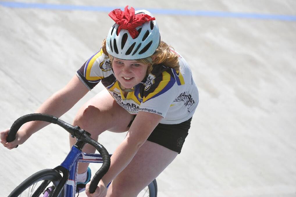 Kids Cycling at the Sebastopol Velodrome  11 Year Old Rochelle Liston. Pic Lachlan Bence