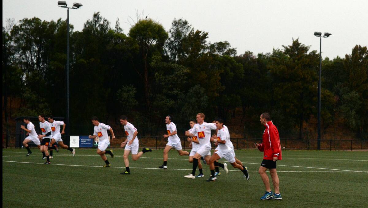 Ballarat Red Devils doing some training after the match was called off. PIC: KATE HEALY