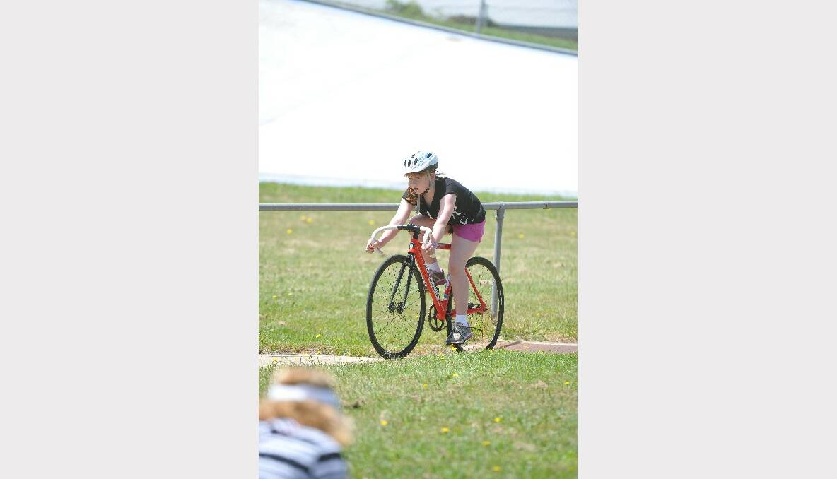 Kids Cycling at the Sebastopol Velodrome  9 Year old Sophie Gulbin. Pic Lachlan Bence