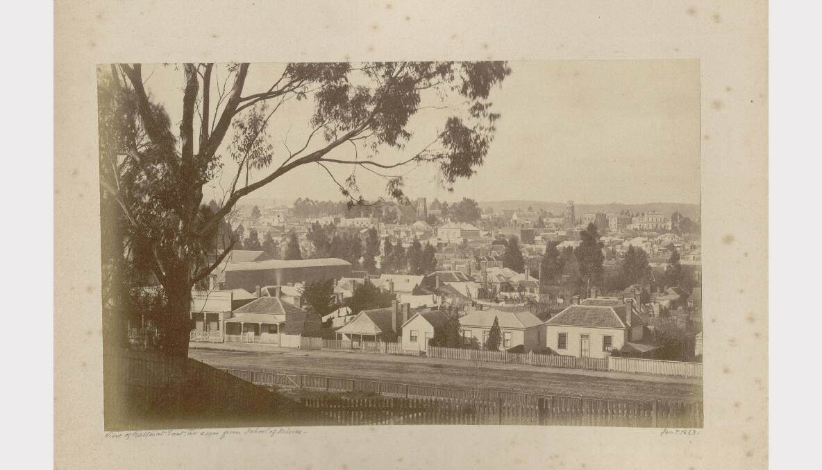 Ballarat East as seen from School of Mines, January 1883. SOURCE: GOLD MUSEUM, SOVEREIGN HILL.
