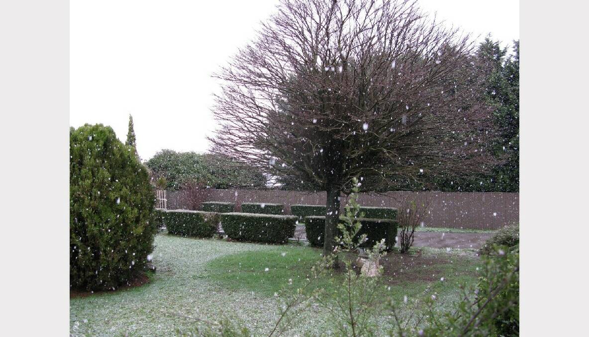 Submitted by Pat and Julie Moran of snow falling at their Newlyn property