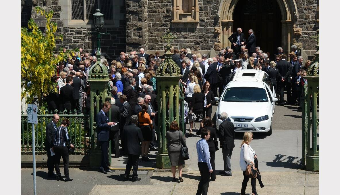 Mourners at the funeral of Murray Byne. PICTURES: ADAM TRAFFORD.