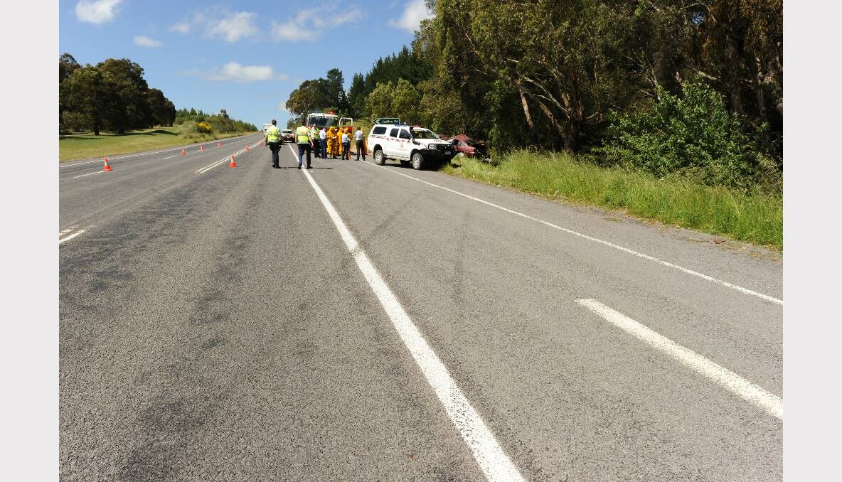 Emergency crews on scene at the Sulky crash. PICTURE: JUSTIN WHITELOCK.