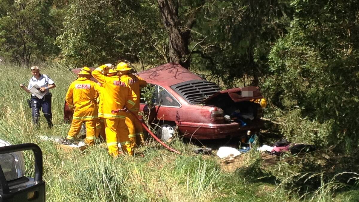 SCENE: Emergency crews at the crash site near the Midland Highway at Sulky. PICTURE: JORDAN OLIVER.