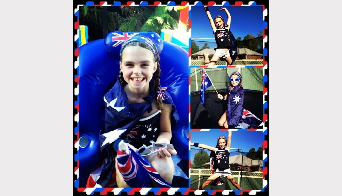Isabella Dwyer aged 10 getting into the Australia Day spirit. Submitted by Paula Dwyer.