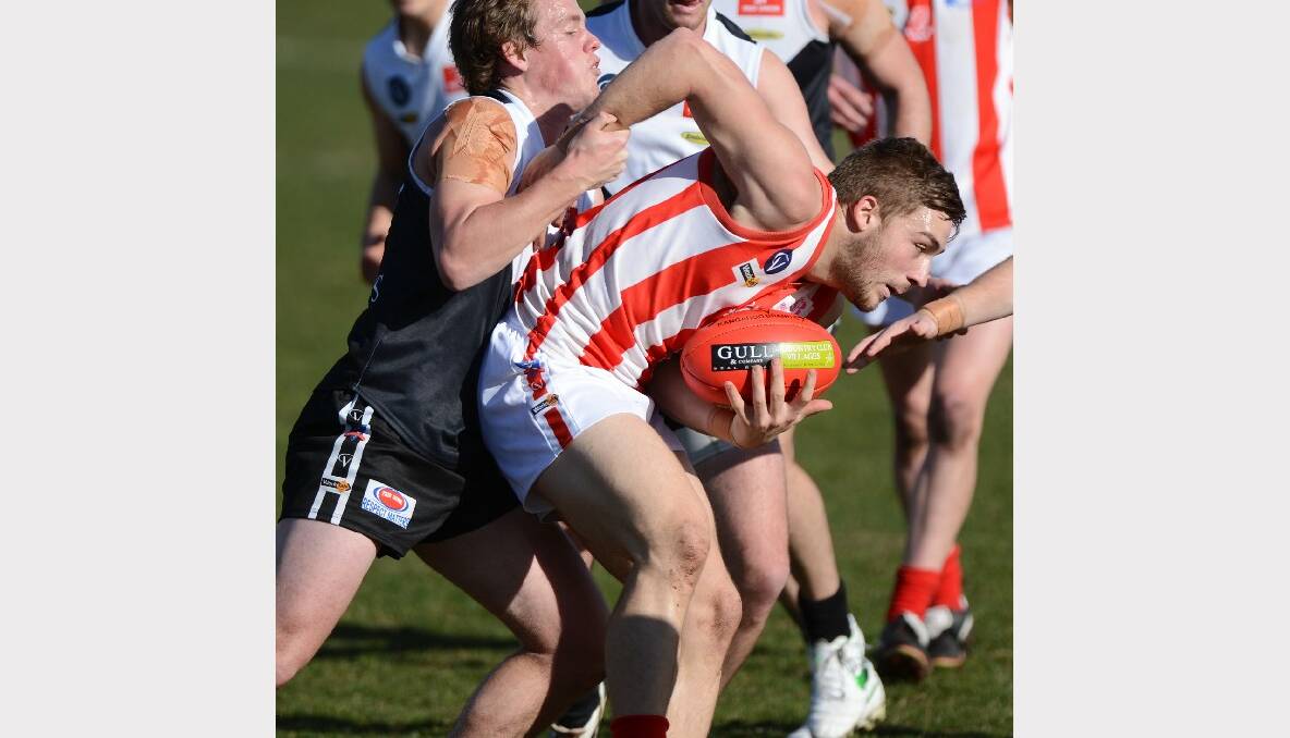 North City's Andy Leahy and Ballarat Swan's Braeden Deary. PICTURE: ADAM TRAFFORD.