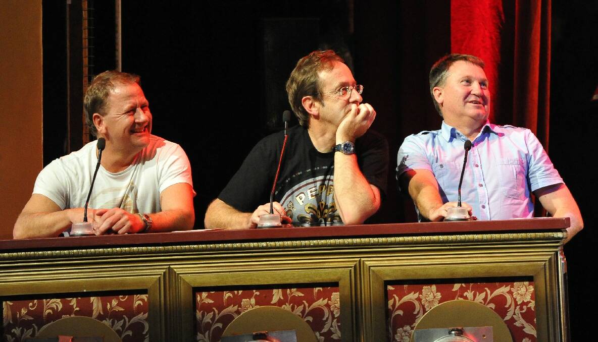 The panelists at RocKwiz at Her Majesty's Theatre. PICTURE: LACHLAN BENCE.