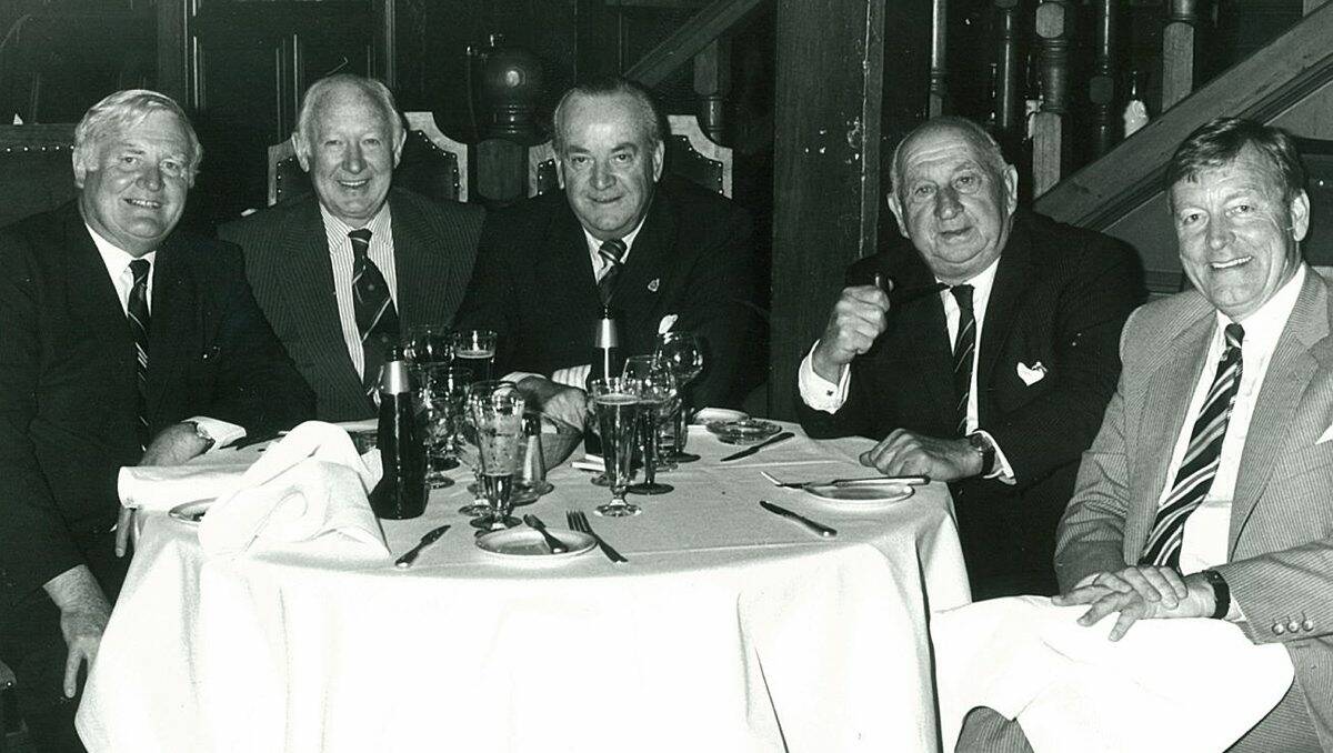 COMMUNITY LEADERS: Murray Byrne, right, with Victorian Premier Sir Henry Bolte, second from right, and Bill Borthwick, left, Bill Stephen and Pat Dickie.