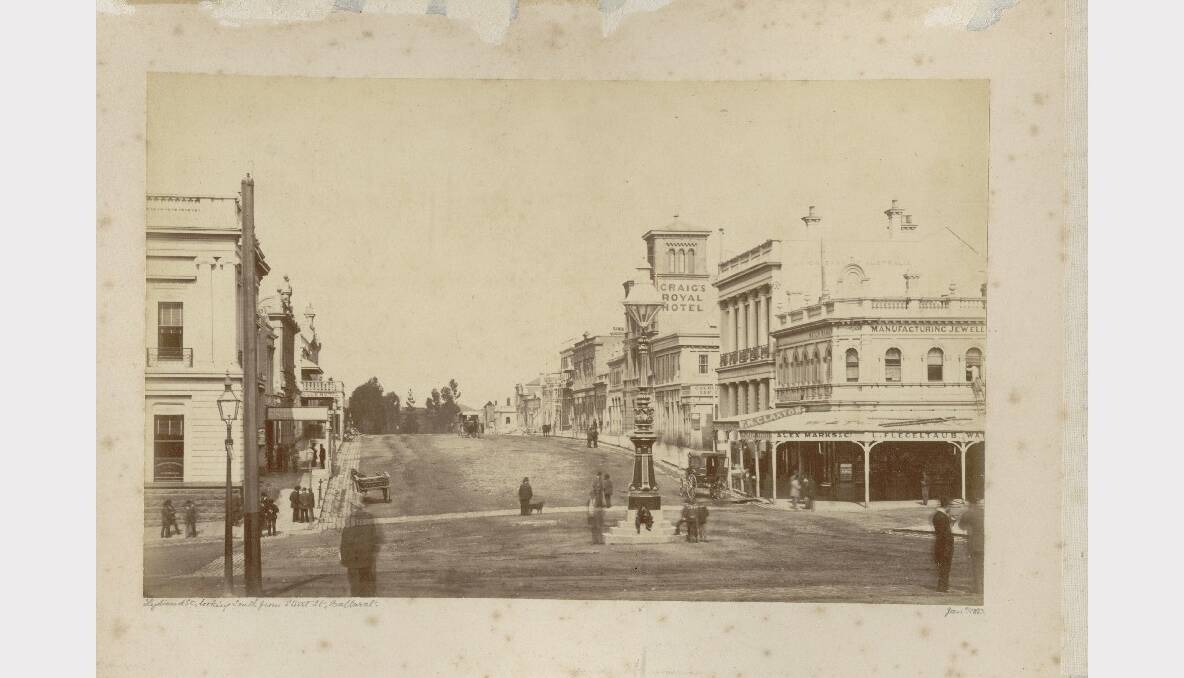 Lydiard Street, Ballarat, looking south from Sturt Street. January, 1883. SOURCE: GOLD MUSEUM, SOVEREIGN HILL.