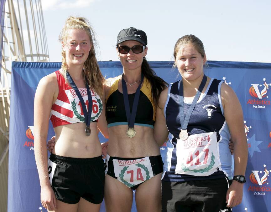 Open women's 5000m racewalking medallist:  Zoe Boldiston (South Bendigo), Kelly Ruddick (Ballarat Harriers), Ebony Whiley (Eaglehawk YMCA 