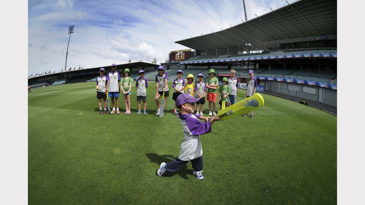Ethan Shipp, 3, of Launceston prepares for next week's Biggest Biggest Game of Cricket. Picture: Paul Scambler.