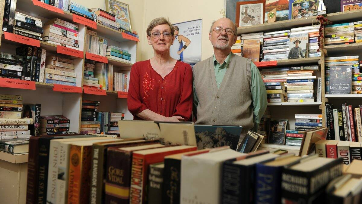 Irene Jolly and Ross Gillard make sure the Buninyong bookshop remains open. PICTURE: JUSTIN WHITELOCK