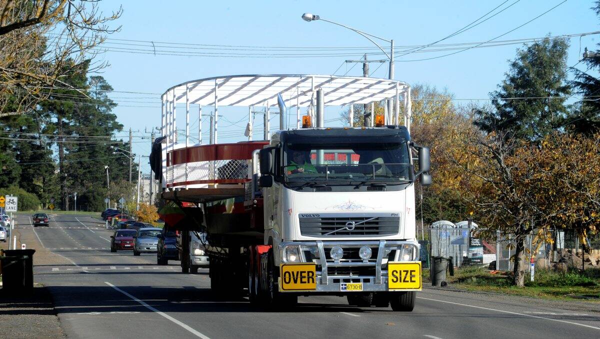 A truck carries the incomplete new Golden City Paddle Steamer to Lake Wendouree in May last year.