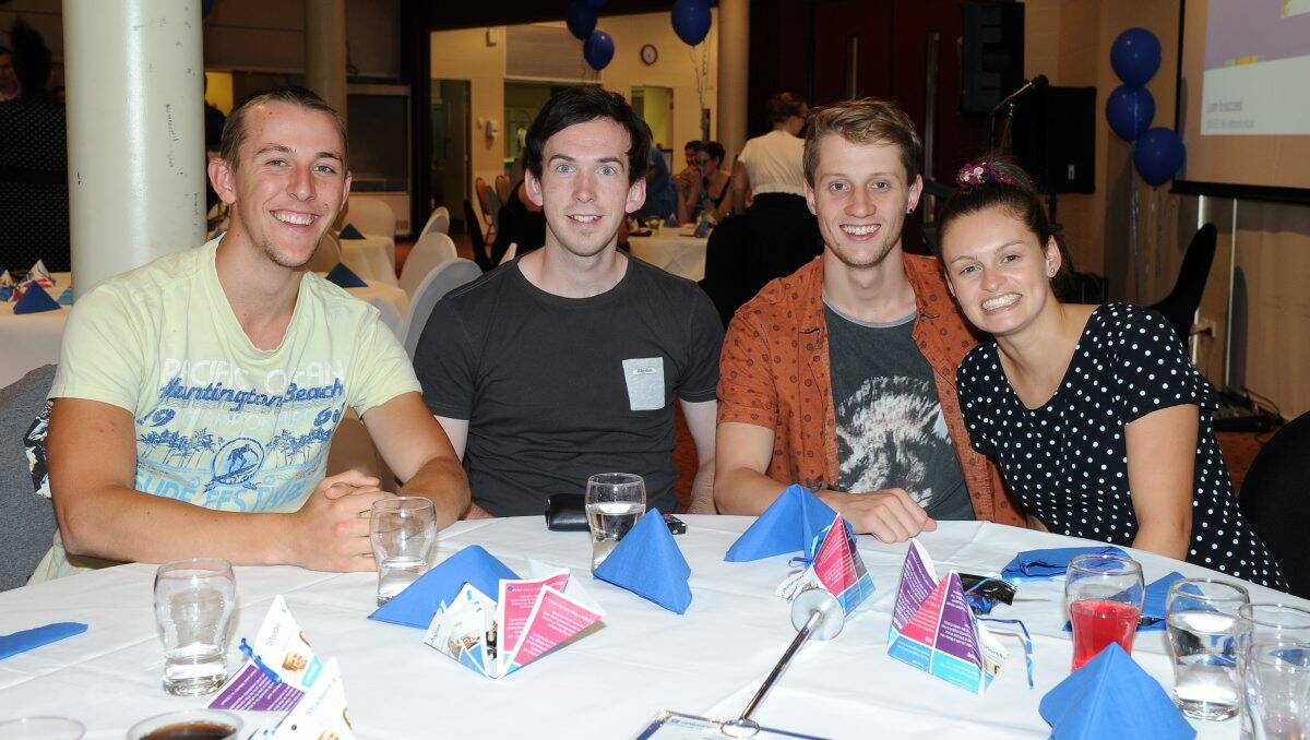 Cyril Meyer Mark Simmonds Kyle McDonald Jacqui Essing at the Fed Uni student dinner.