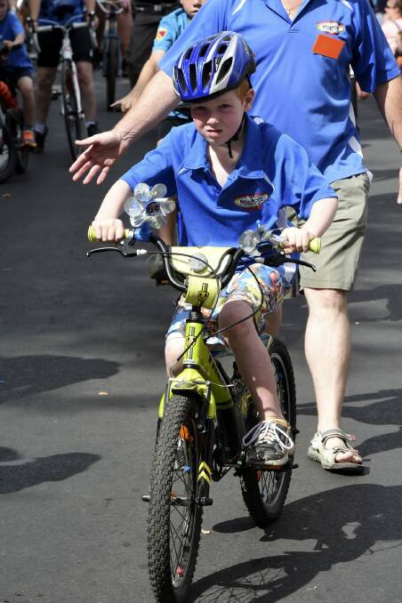 Mathias Liston with the Ballarat Sebastopol Cycling Club at The Courier Begonia Parade. PICTURE: JEREMY BANNISTER