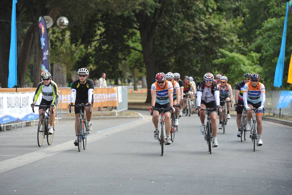 Road race competitors cross the line. PIC: Lachlan Bence