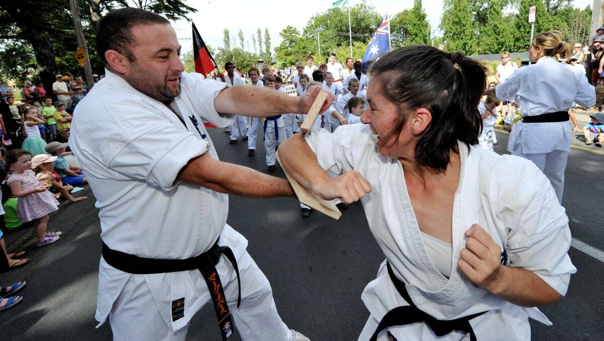 Mark Chivers and Kerry Harris (Ballarat Kyokushin Karate). Picture: Jeremy Bannister