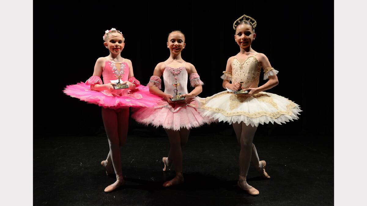 Winners of the Classicial Ballet Solo Division 2. 8 years to under ten. L-R - Henrietta Foley - 2nd, Laura Griffiths - 1st, Natalie Stutz - 3rd. PHOTO: ADAM TRAFFORD