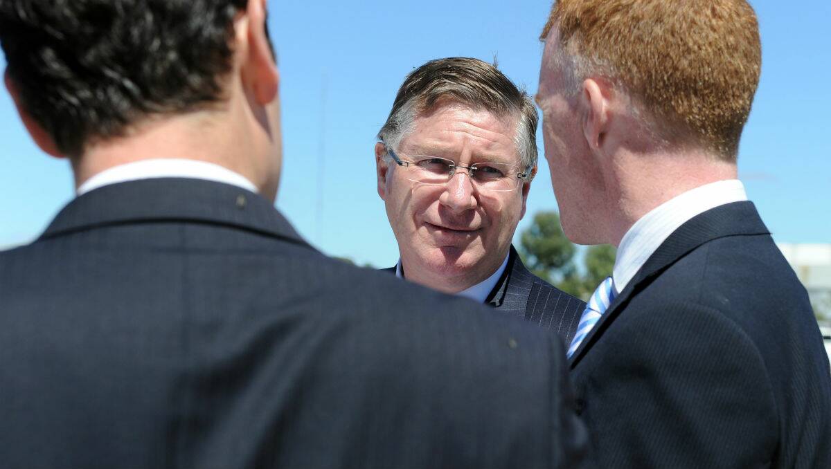 Premier Denis Napthine at the West Link Road site earlier this year. PICTURE: JUSTIN WHITELOCK