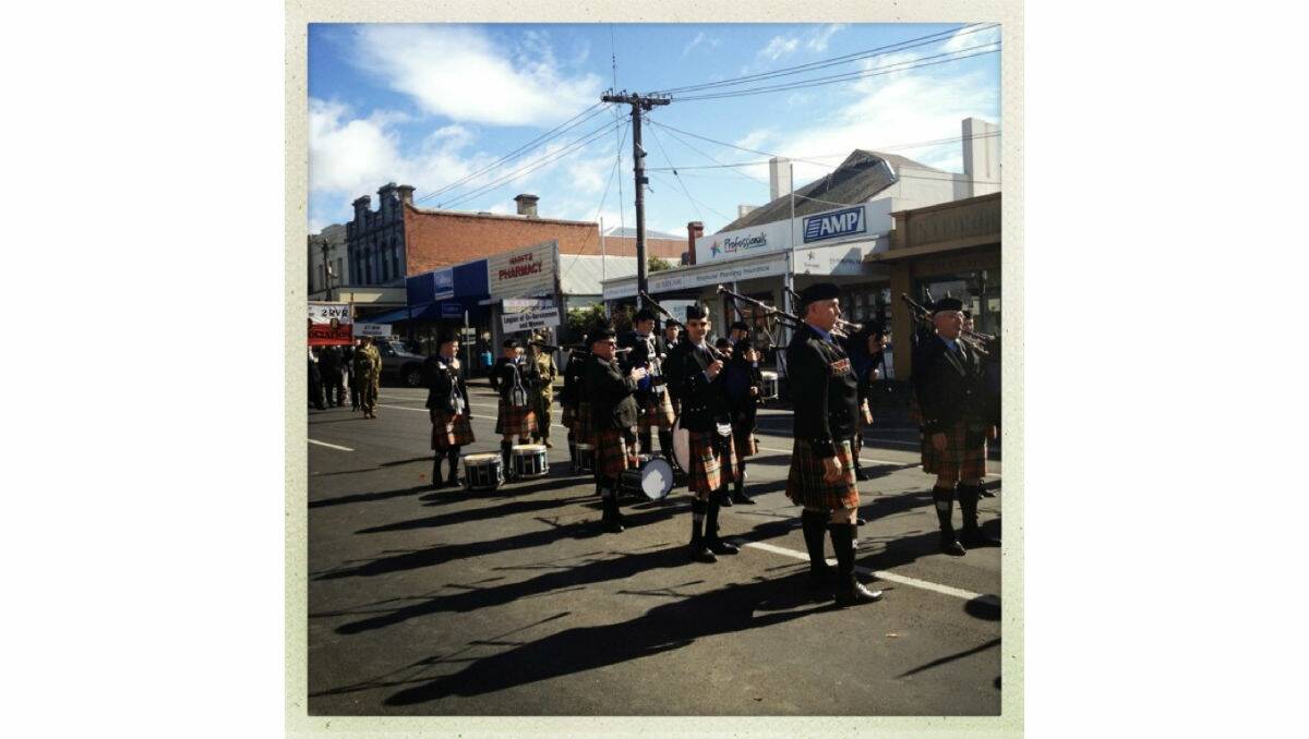 Brett Davis sent in this photo of pipers waiting for the Ballarat march to begin.