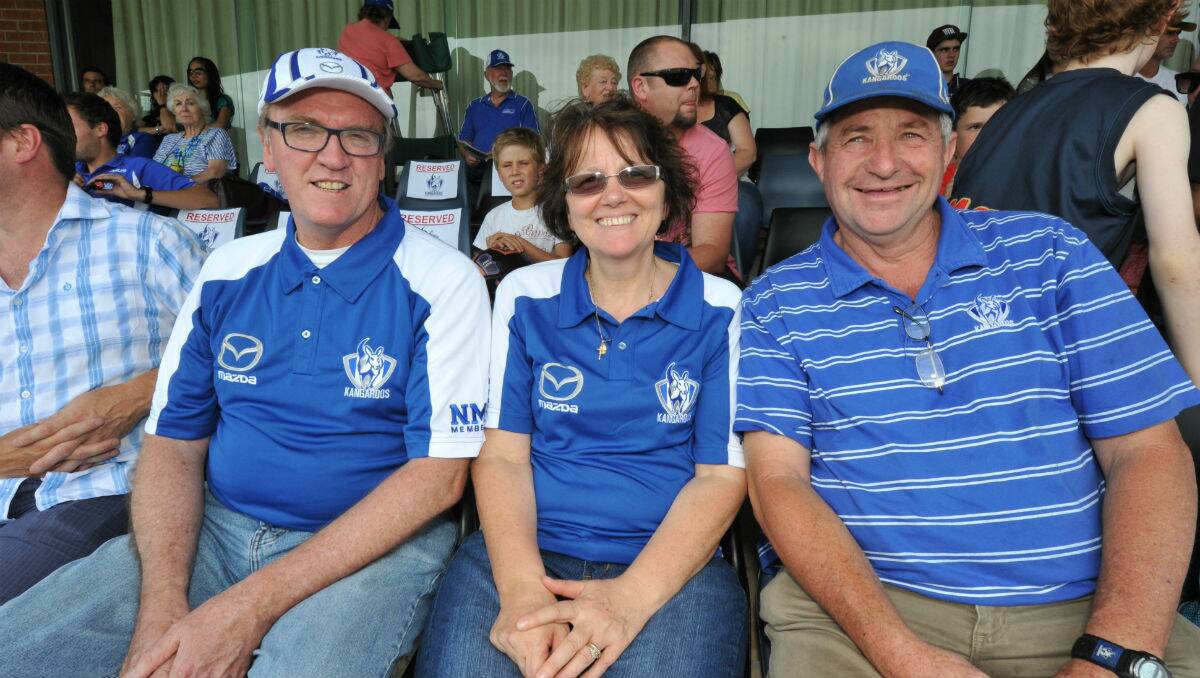 Greg and Vera Hunter with Daryl Cosser at Eureka Stadium. PICTURE: JEREMY BANNISTER