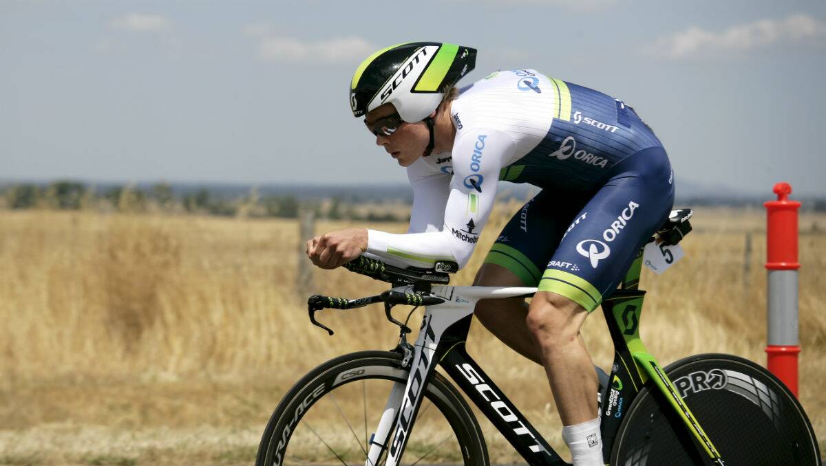 Michael Hepburn at the start of the time trial in Burrumbeet. PICTURE: CRAIG HOLLOWAY