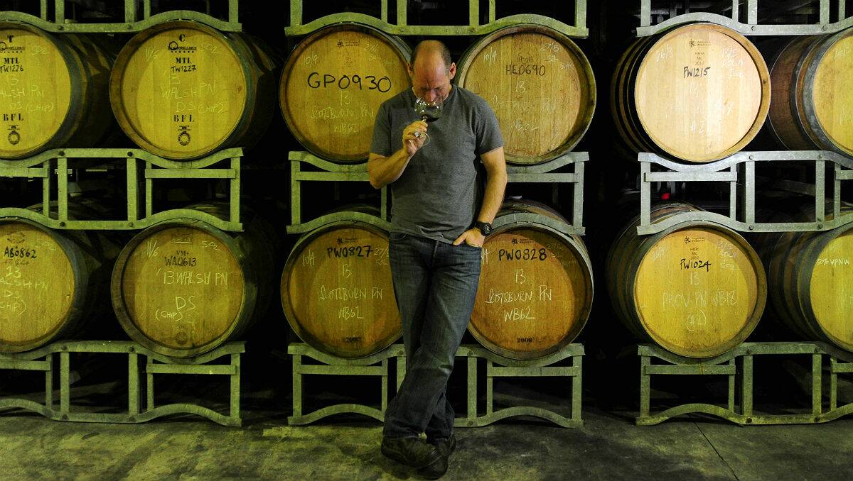 Pinot noir winemaker Troy Walsh at his Sutherlands Creek winery. PICTURE: JEREMY BANNISTER