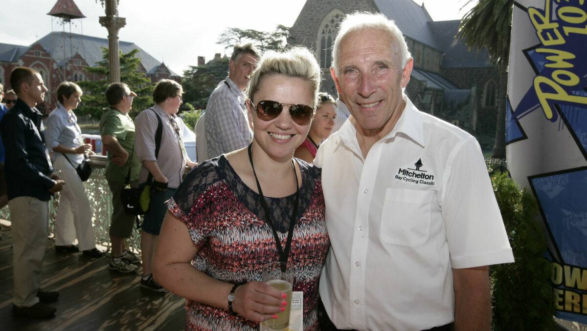 Jade Morrison and Phil Liggett at the Golden City Hotel. PICTURE: CRAIG HOLLOWAY