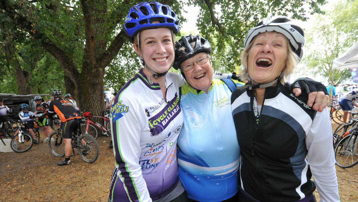 Lauren Murray, Chris Mackay and Marysia Murray at the Ballarat Cycle Classic. PICTURE: JEREMY BANNISTER