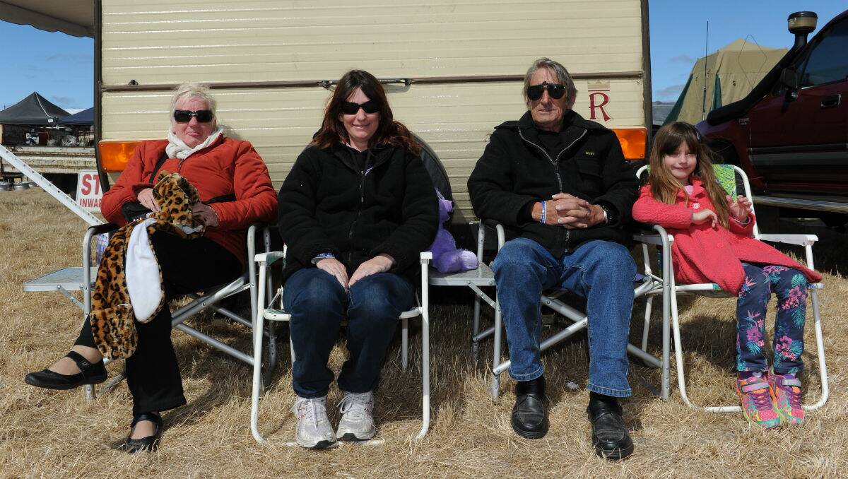 Shirley, Narelle and Allan Dopper with Ella-Mae Barry at the Ballarat Swap Meet on Saturday. PICTURE: JUSTIN WHITELOCK