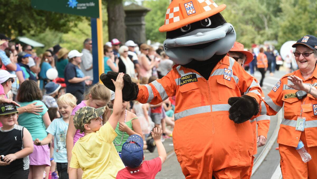 SES mascot Paddy Platypus at The Courier Begonia Parade. PICTURE: JEREMY BANNISTER