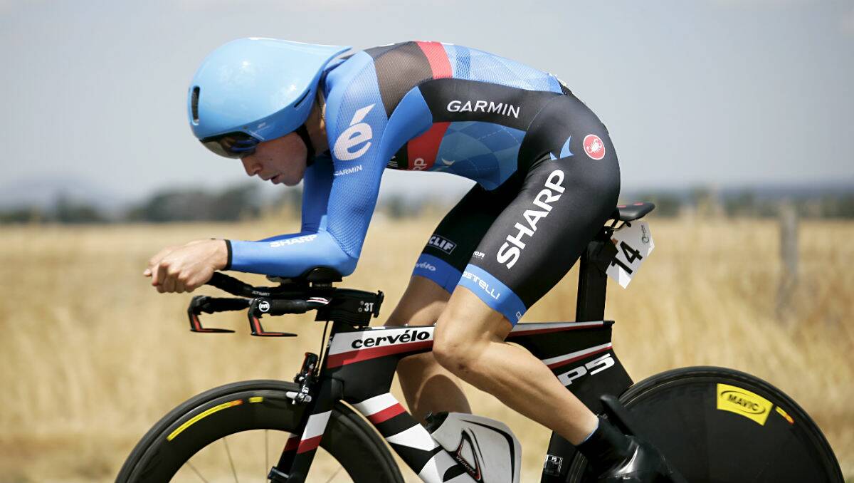 Rohan Dennis riding at the start of the time trial at Burrumbeet today. PICTURE: CRAIG HOLLOWAY