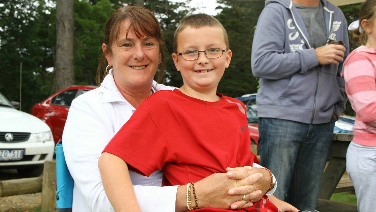 Fiona Williams of Gordon with nephew Ben Conroy, 9, from Ballan at Creswick. PICTURE: TALITHA PRENDERGAST